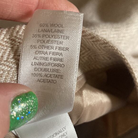 Liz Claiborne Cream Wool Blend Trousers, Size 10 - Picture 6 of 7
